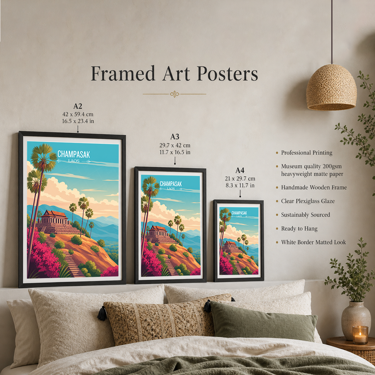 Champasak - Laos - Travel Art Wall Decor Poster Print - Art Print - Travel Art Poster