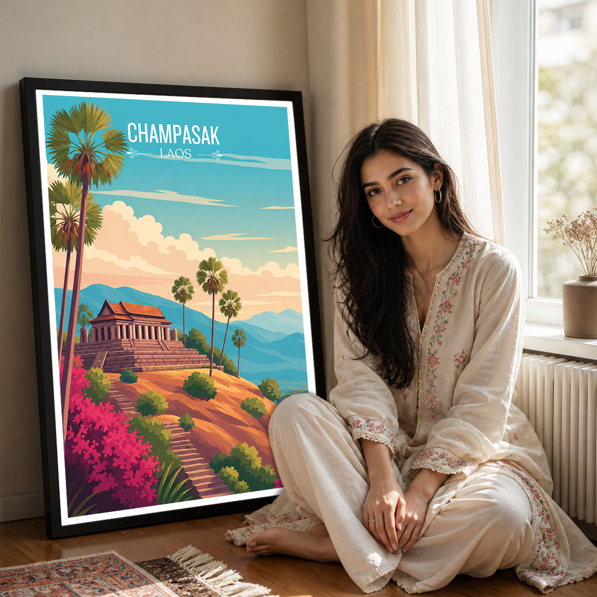Champasak - Laos - Travel Art Wall Decor Poster Print - Art Print - Travel Art Poster
