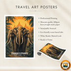 Erawan Elephants - Laos - Travel Art Wall Decor Poster Print - Art Print - Travel Art Poster