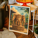 Erawan Triple Elephants - Laos - Travel Art Wall Decor Poster Print - Art Print - Travel Art Poster