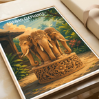 Erawan Triple Elephants - Laos - Travel Art Wall Decor Poster Print - Art Print - Travel Art Poster