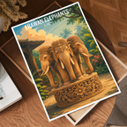 Erawan Triple Elephants - Laos - Travel Art Wall Decor Poster Print - Art Print - Travel Art Poster