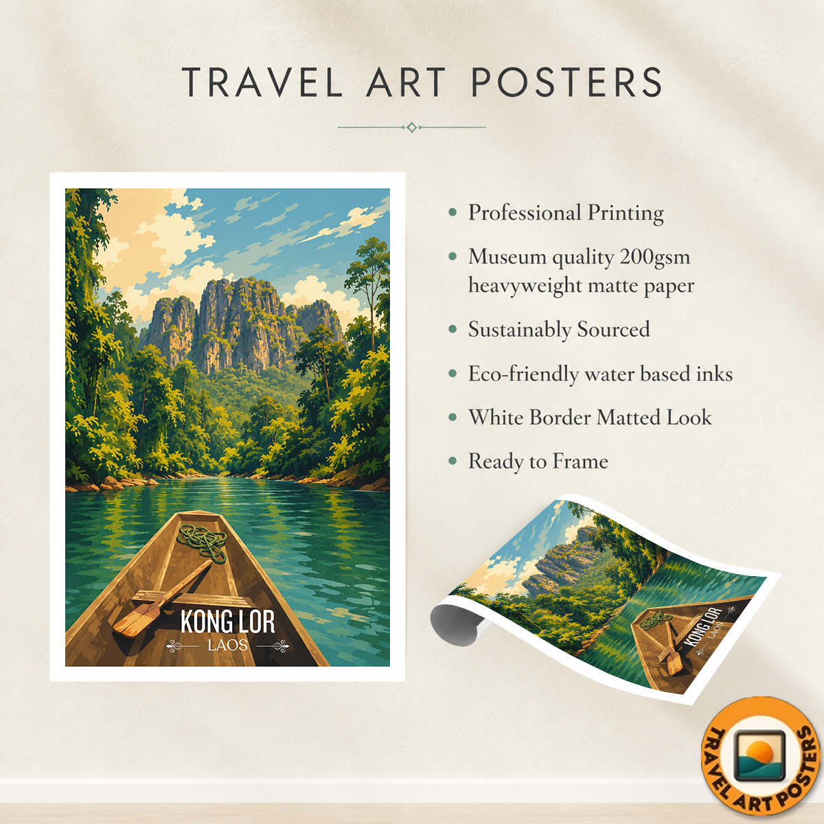 Kong Lor - Laos - Travel Art Wall Decor Poster Print - Art Print - Travel Art Poster