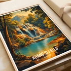 Kuang Si Falls - Laos - Travel Art Wall Decor Poster Print - Art Print - Travel Art Poster