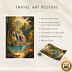 Kuang Si Falls - Laos - Travel Art Wall Decor Poster Print - Art Print - Travel Art Poster