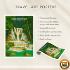 Kuang Si Waterfalls - Laos - Travel Art Wall Decor Poster Print - Art Print - Travel Art Poster