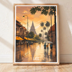 Laos - Land of Elephants - Travel Art Wall Decor Poster Print - Art Print - Travel Art Poster