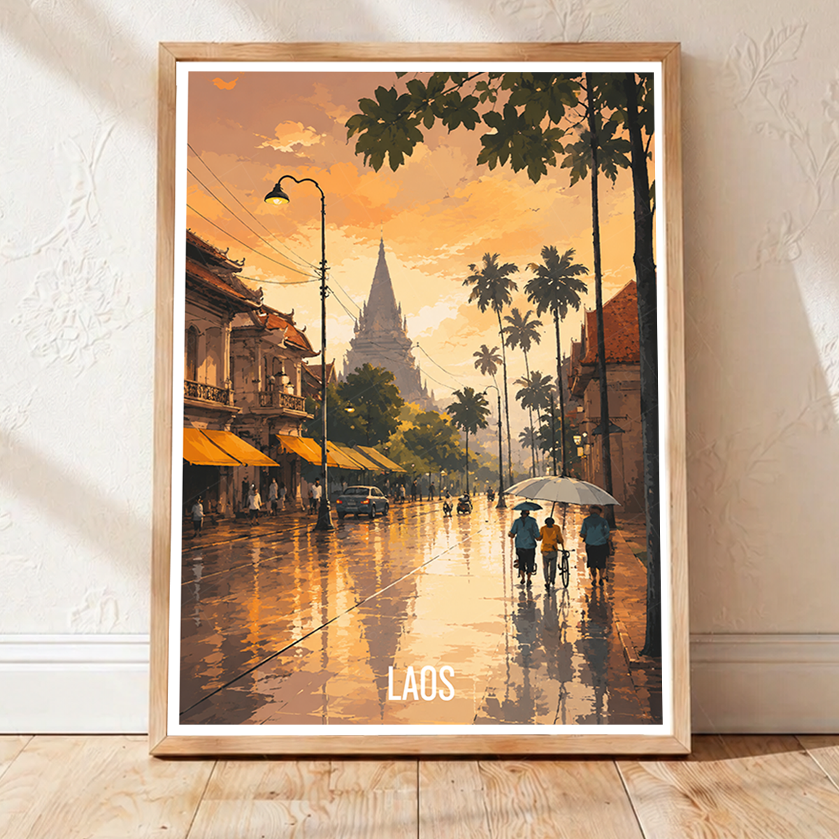 Laos - Land of Elephants - Travel Art Wall Decor Poster Print - Art Print - Travel Art Poster