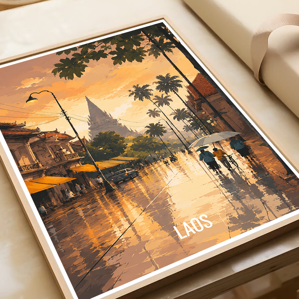 Laos - Land of Elephants - Travel Art Wall Decor Poster Print - Art Print - Travel Art Poster