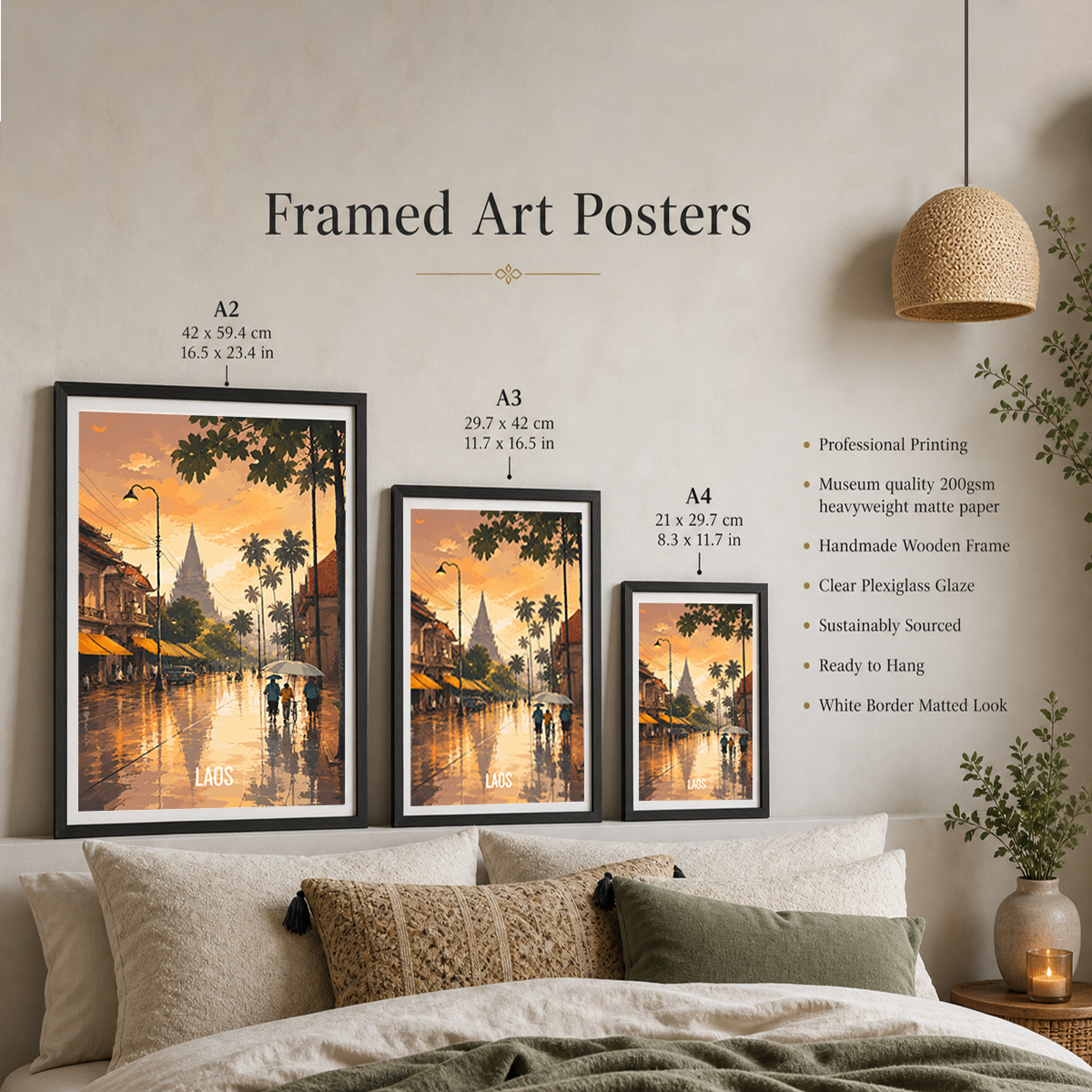 Laos - Land of Elephants - Travel Art Wall Decor Poster Print - Art Print - Travel Art Poster