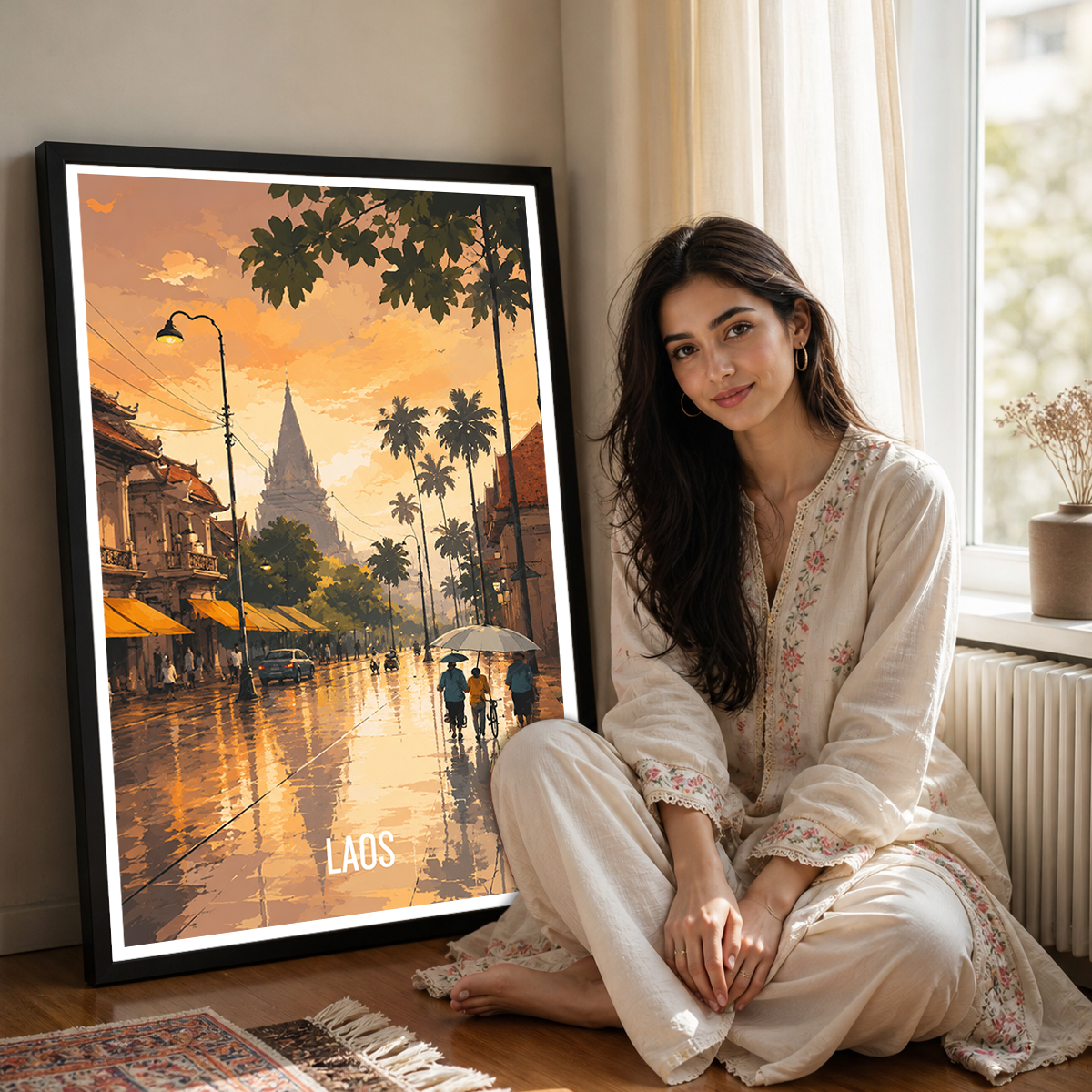 Laos - Land of Elephants - Travel Art Wall Decor Poster Print - Art Print - Travel Art Poster