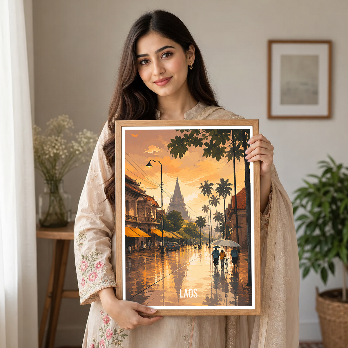 Laos - Land of Elephants - Travel Art Wall Decor Poster Print - Art Print - Travel Art Poster