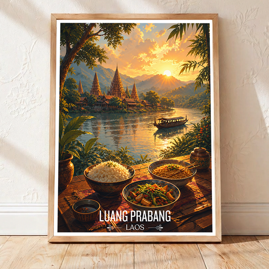 Luang Prabang City - Laos - Travel Art Wall Decor Poster Print - Art Print - Travel Art Poster