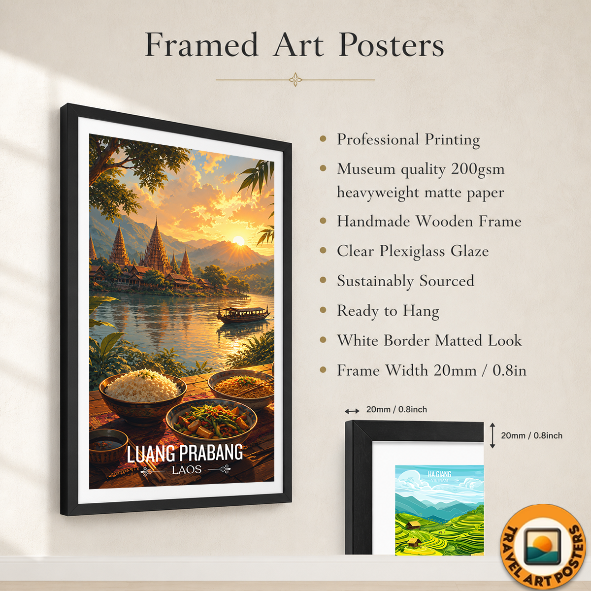 Luang Prabang City - Laos - Travel Art Wall Decor Poster Print - Art Print - Travel Art Poster