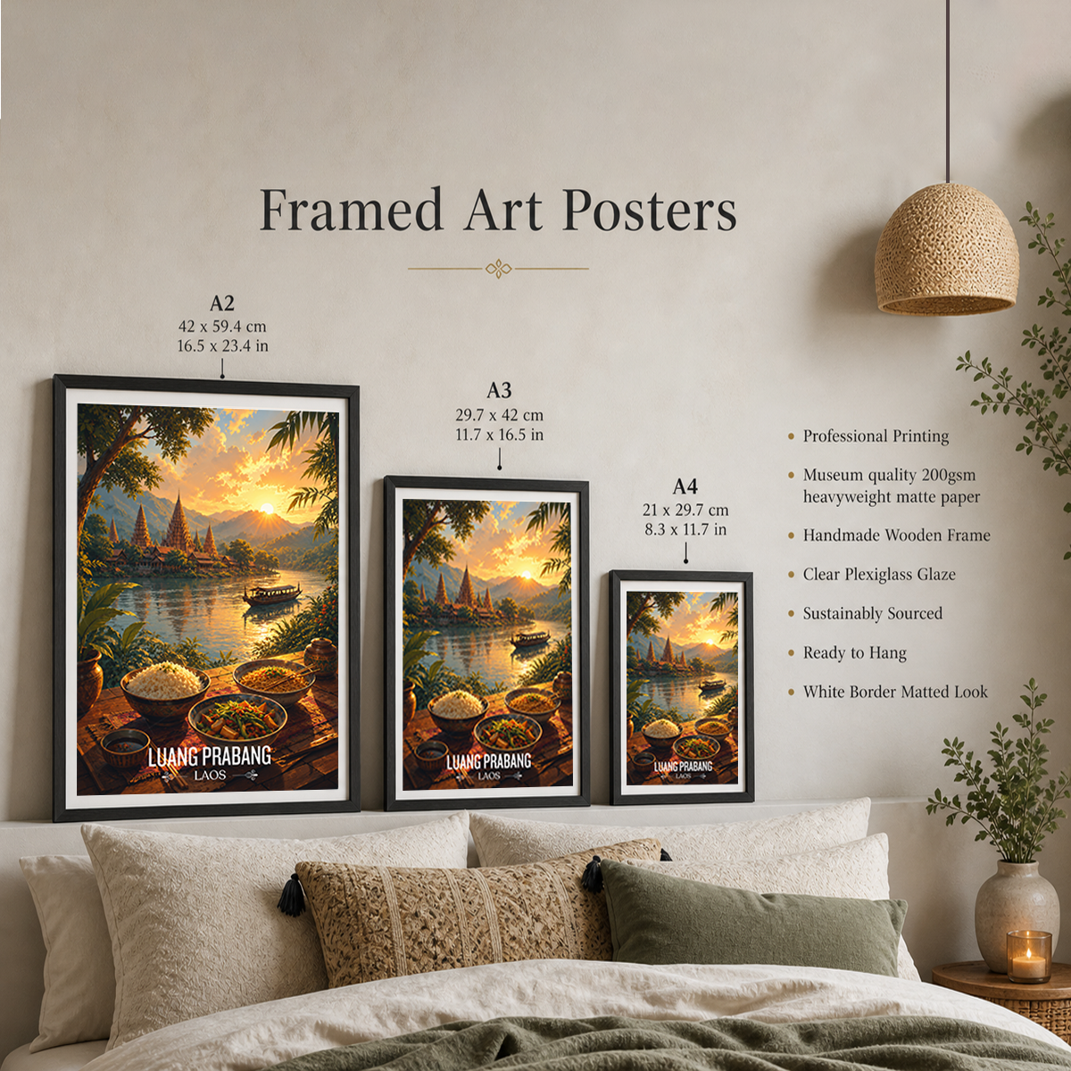 Luang Prabang City - Laos - Travel Art Wall Decor Poster Print - Art Print - Travel Art Poster