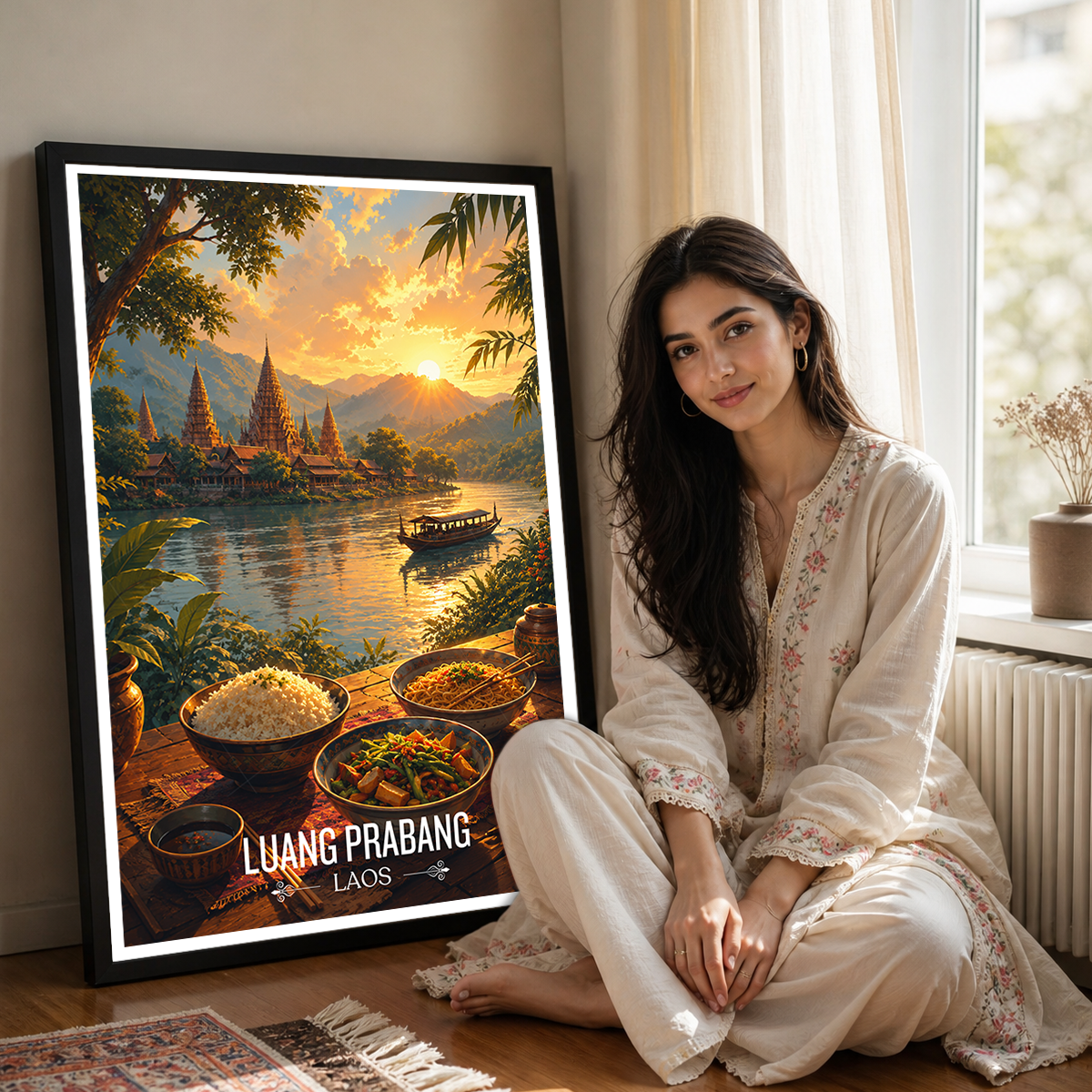 Luang Prabang City - Laos - Travel Art Wall Decor Poster Print - Art Print - Travel Art Poster