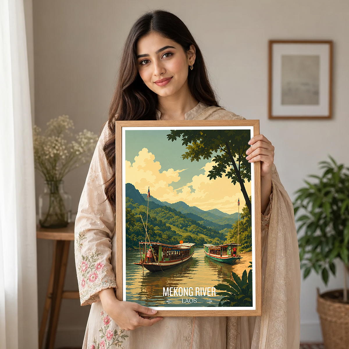 Mekong River - Laos - Travel Art Wall Decor Poster Print - Art Print - Travel Art Poster