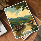 Mekong River - Laos - Travel Art Wall Decor Poster Print - Art Print - Travel Art Poster
