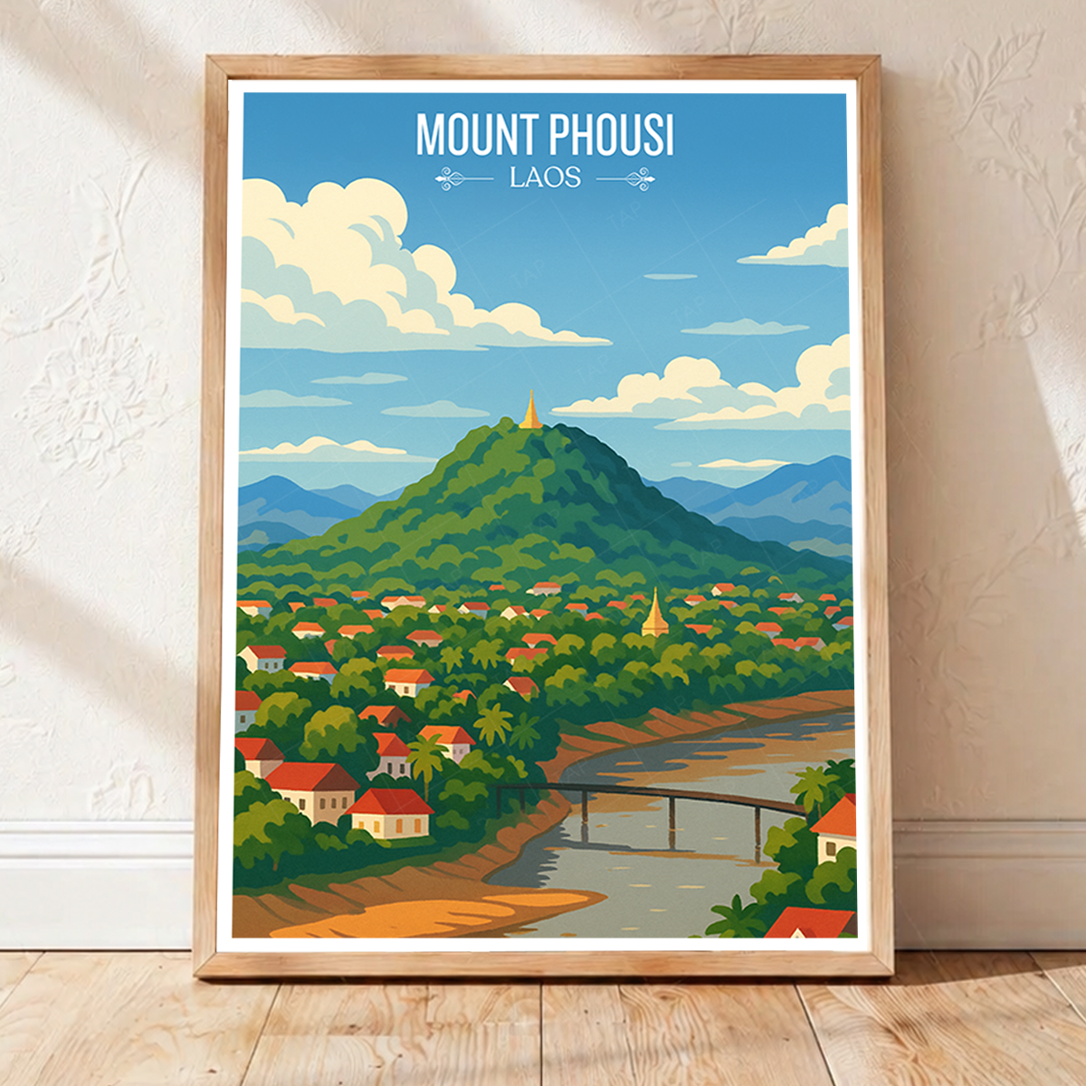 Mount Phousi - Laos - Travel Art Wall Decor Poster Print - Art Print - Travel Art Poster
