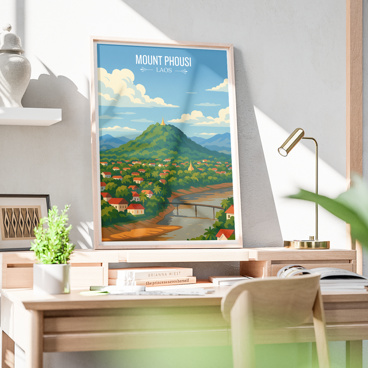 Mount Phousi - Laos - Travel Art Wall Decor Poster Print - Art Print - Travel Art Poster
