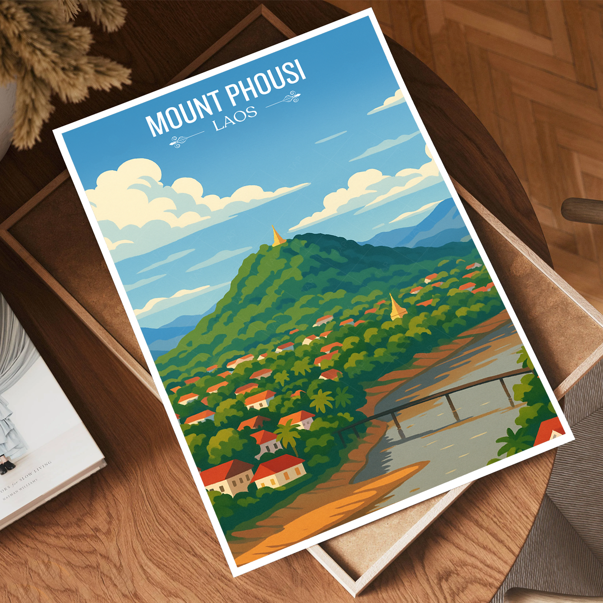Mount Phousi - Laos - Travel Art Wall Decor Poster Print - Art Print - Travel Art Poster