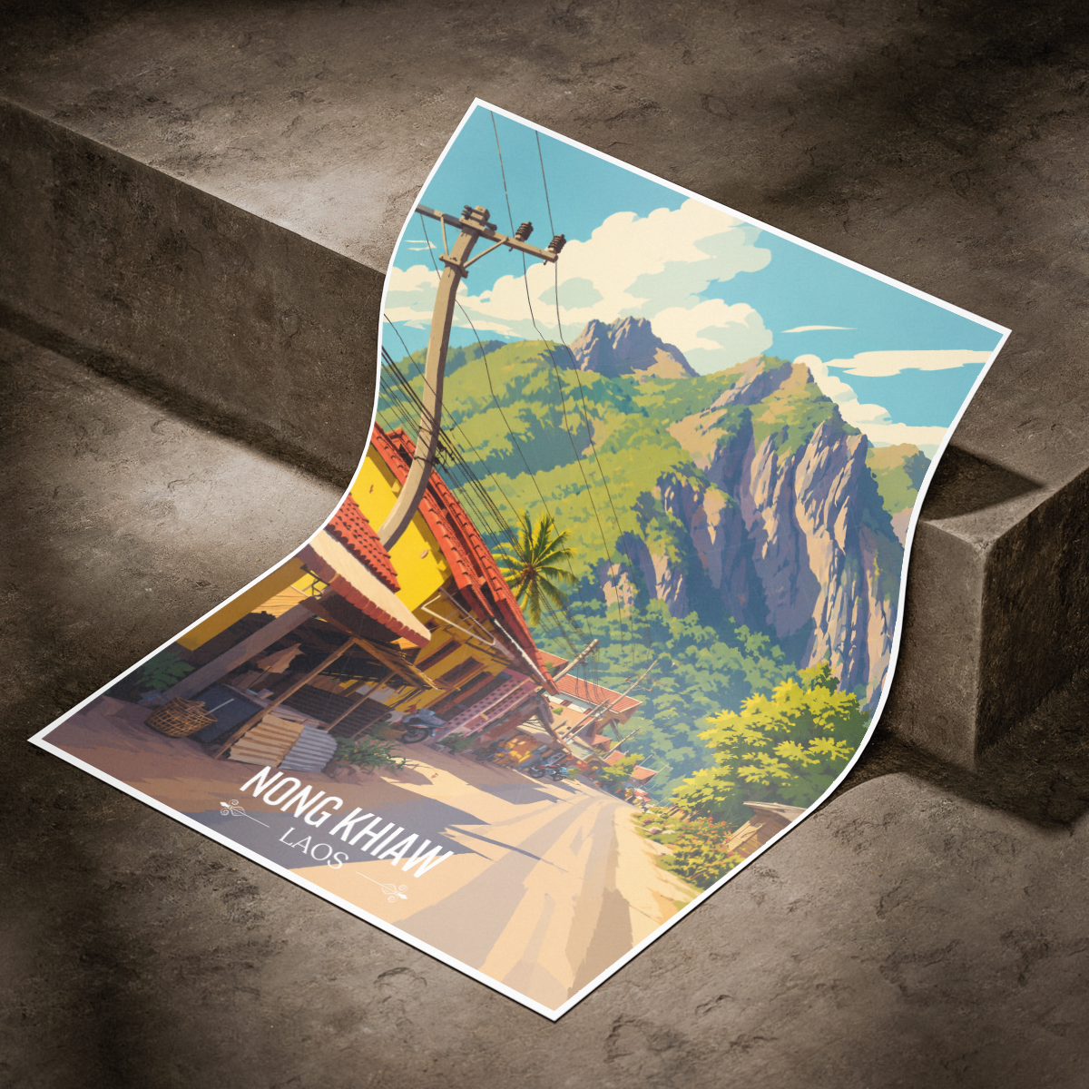 Nong Khiaw - Laos - Travel Art Wall Decor Poster Print - Art Print - Travel Art Poster