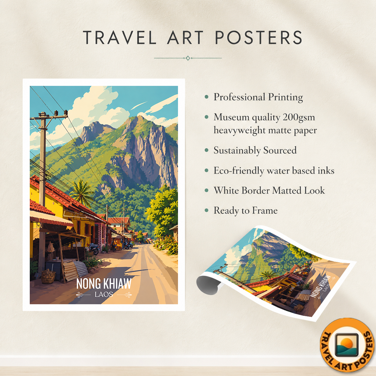 Nong Khiaw - Laos - Travel Art Wall Decor Poster Print - Art Print - Travel Art Poster