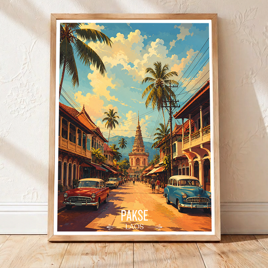 Pakse - Laos - Travel Art Wall Decor Poster Print - Art Print - Travel Art Poster