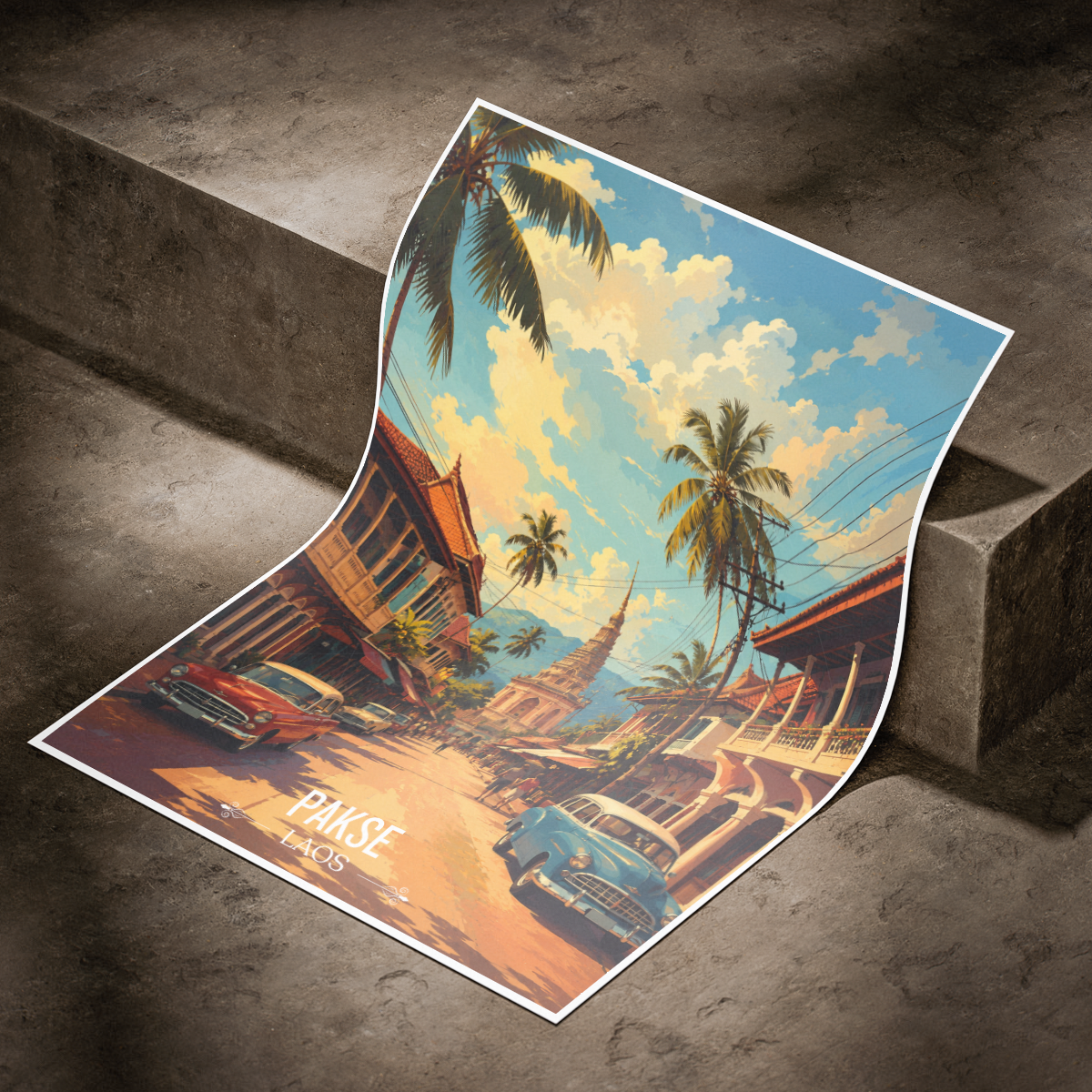 Pakse - Laos - Travel Art Wall Decor Poster Print - Art Print - Travel Art Poster