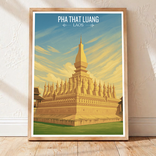 Pha That Luang - Laos - Travel Art Wall Decor Poster Print - Art Print - Travel Art Poster