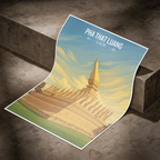 Pha That Luang - Laos - Travel Art Wall Decor Poster Print - Art Print - Travel Art Poster