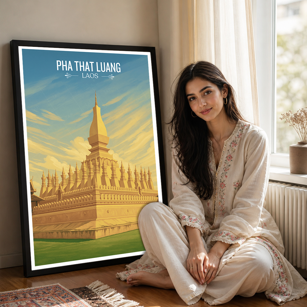 Pha That Luang - Laos - Travel Art Wall Decor Poster Print - Art Print - Travel Art Poster