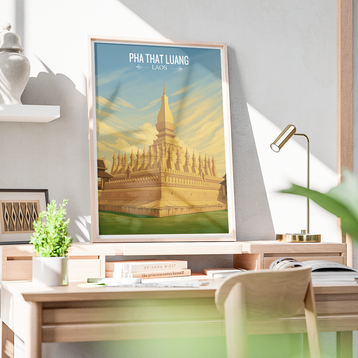 Pha That Luang - Laos - Travel Art Wall Decor Poster Print - Art Print - Travel Art Poster