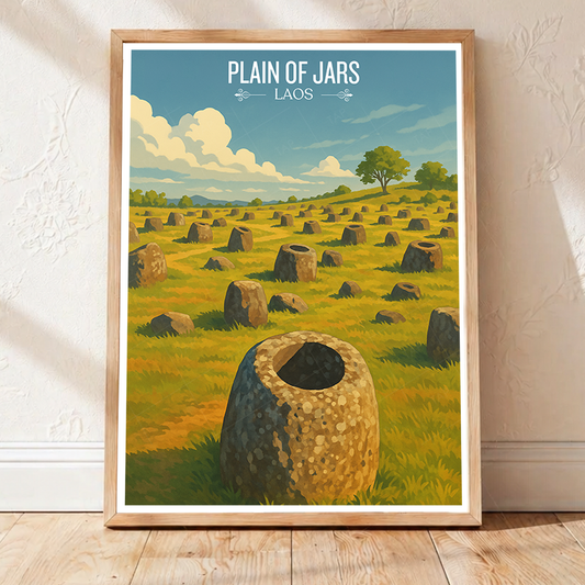 Plain of Jars - Laos - Travel Art Wall Decor Poster Print - Art Print - Travel Art Poster