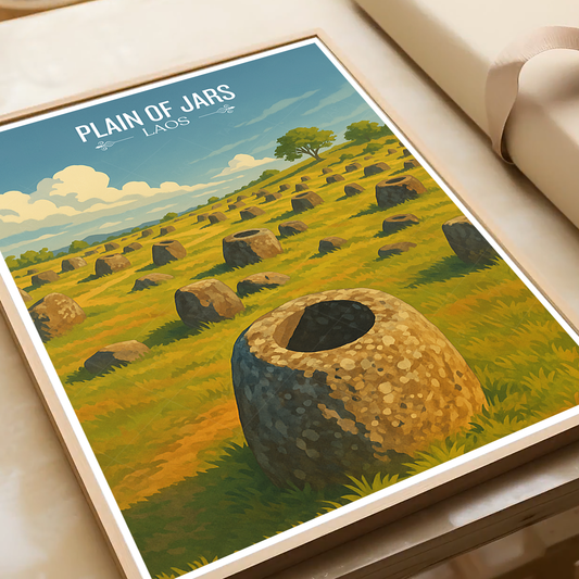 Plain of Jars - Laos - Travel Art Wall Decor Poster Print - Art Print - Travel Art Poster