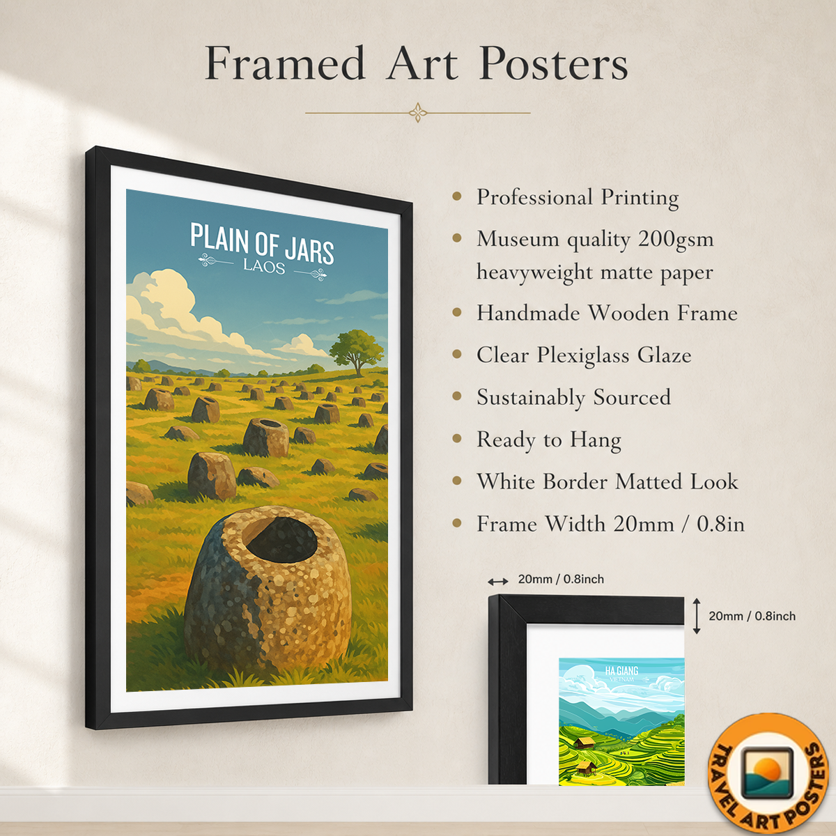 Plain of Jars - Laos - Travel Art Wall Decor Poster Print - Art Print - Travel Art Poster