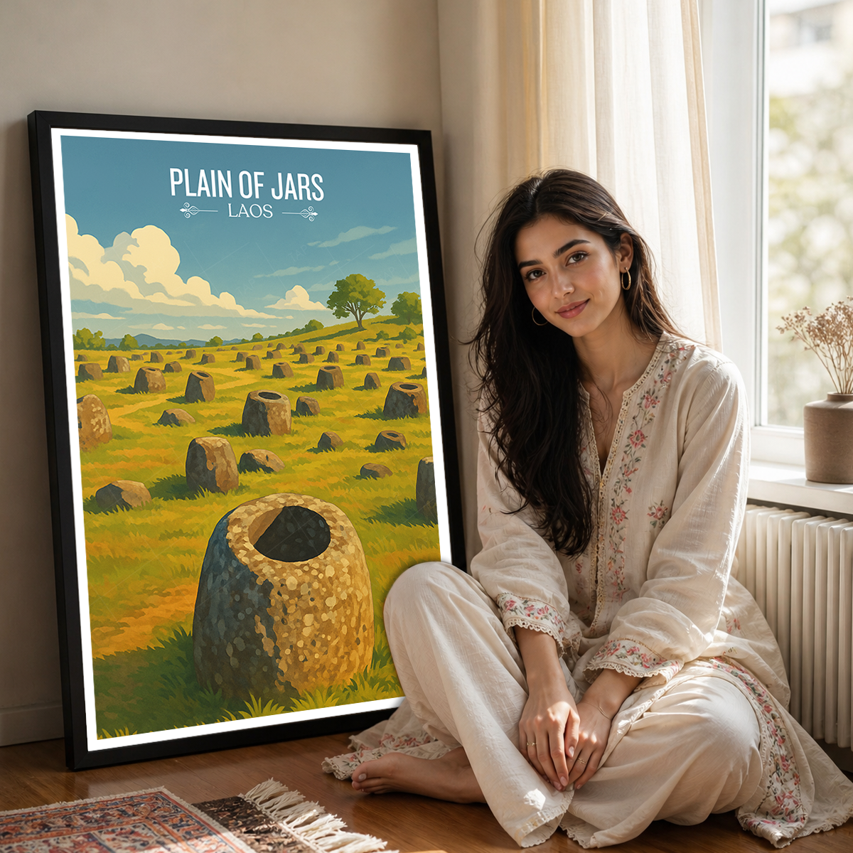 Plain of Jars - Laos - Travel Art Wall Decor Poster Print - Art Print - Travel Art Poster