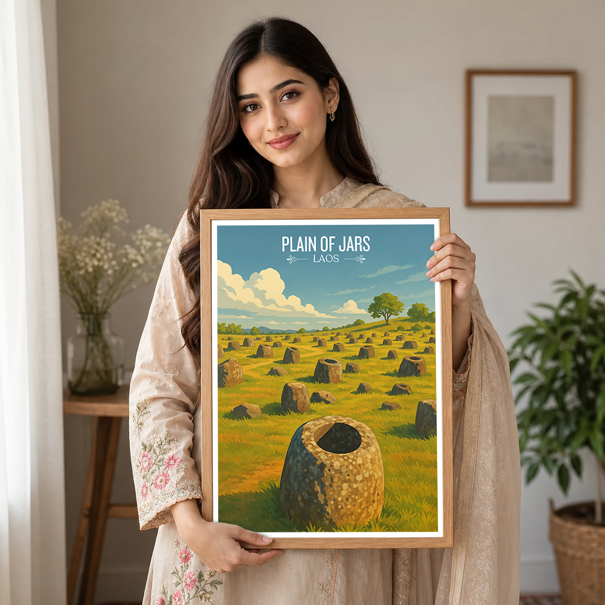 Plain of Jars - Laos - Travel Art Wall Decor Poster Print - Art Print - Travel Art Poster