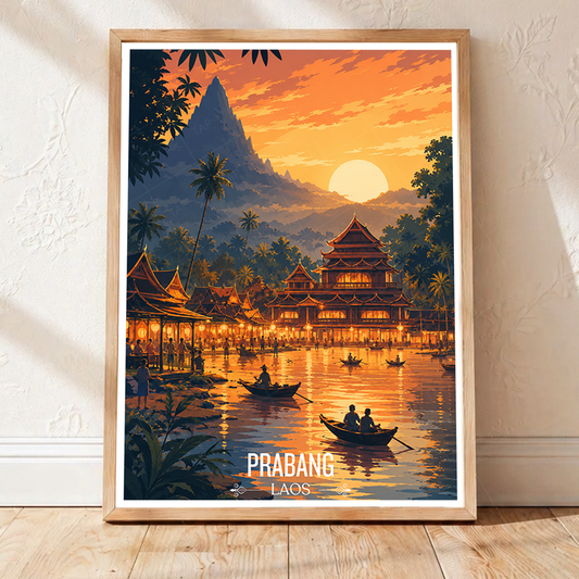 Prabang - Laos - Travel Art Wall Decor Poster Print - Art Print - Travel Art Poster