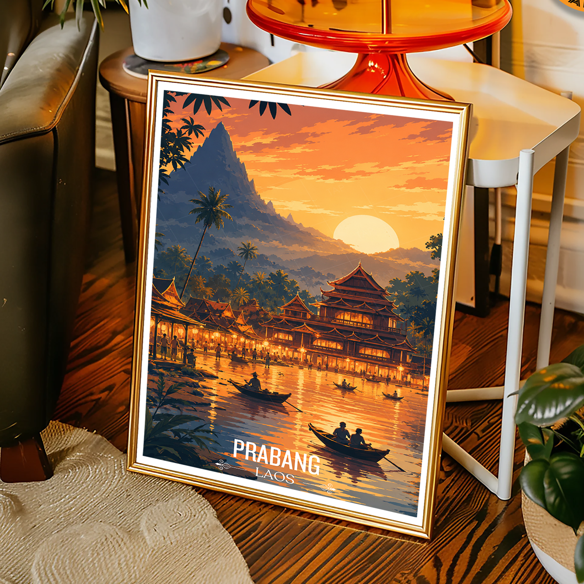 Prabang - Laos - Travel Art Wall Decor Poster Print - Art Print - Travel Art Poster