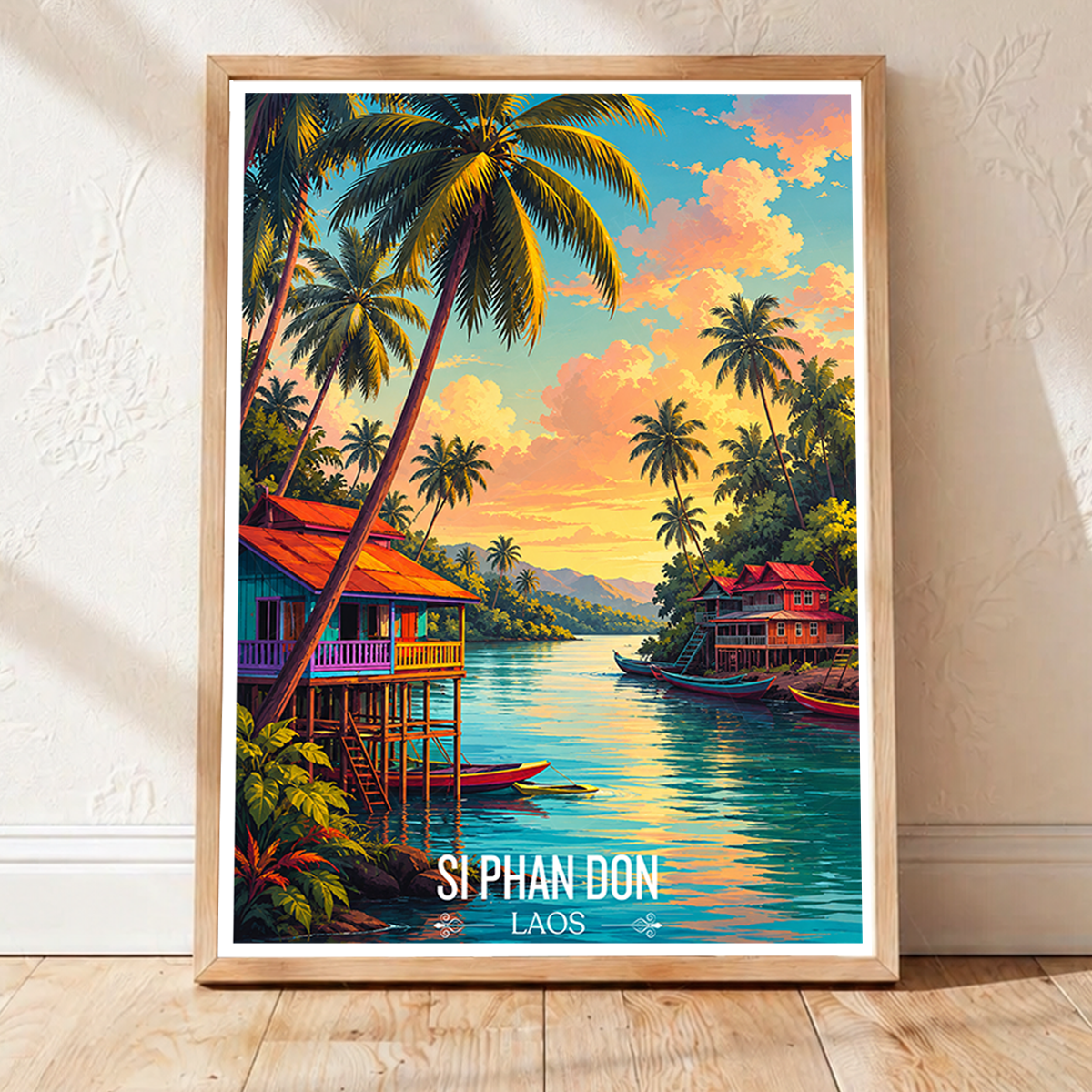 Si Phan Don - Laos - Travel Art Wall Decor Poster Print - Art Print - Travel Art Poster