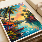 Si Phan Don - Laos - Travel Art Wall Decor Poster Print - Art Print - Travel Art Poster