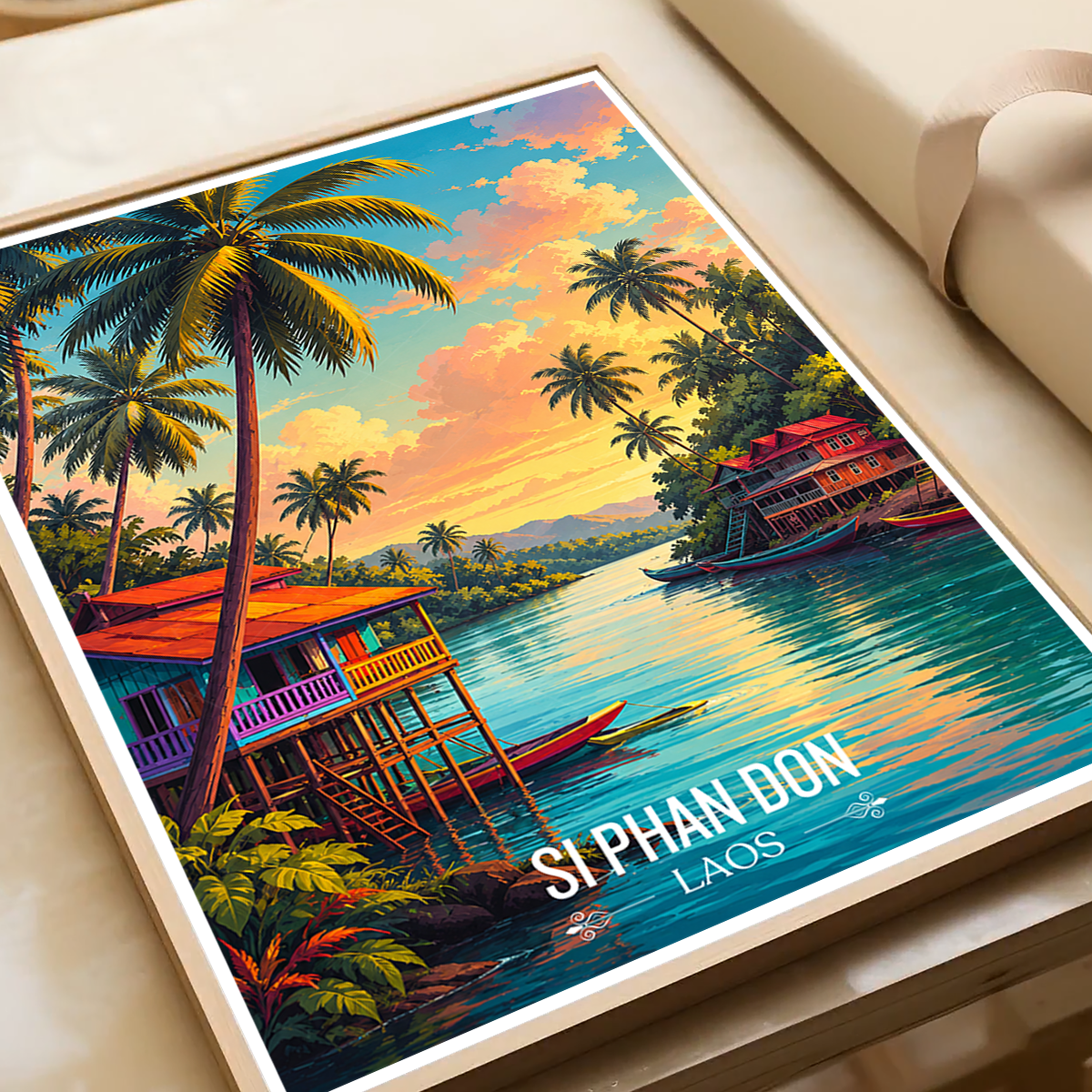 Si Phan Don - Laos - Travel Art Wall Decor Poster Print - Art Print - Travel Art Poster