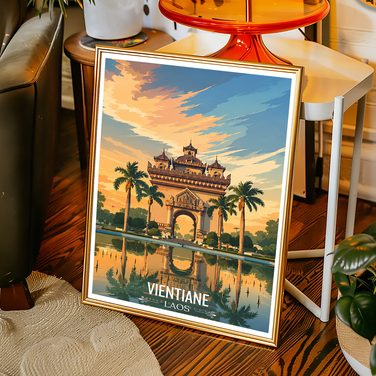Vientiane - Laos - Travel Art Wall Decor Poster Print - Art Print - Travel Art Poster