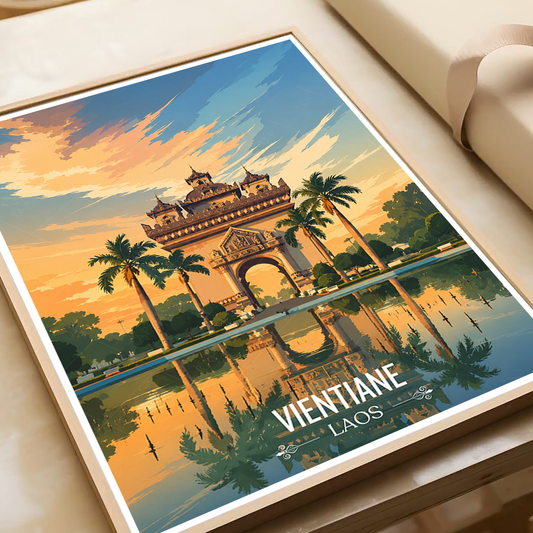 Vientiane - Laos - Travel Art Wall Decor Poster Print - Art Print - Travel Art Poster