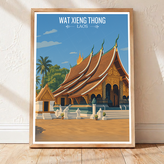 Wat Xieng Thong - Laos - Travel Art Wall Decor Poster Print - Art Print - Travel Art Poster