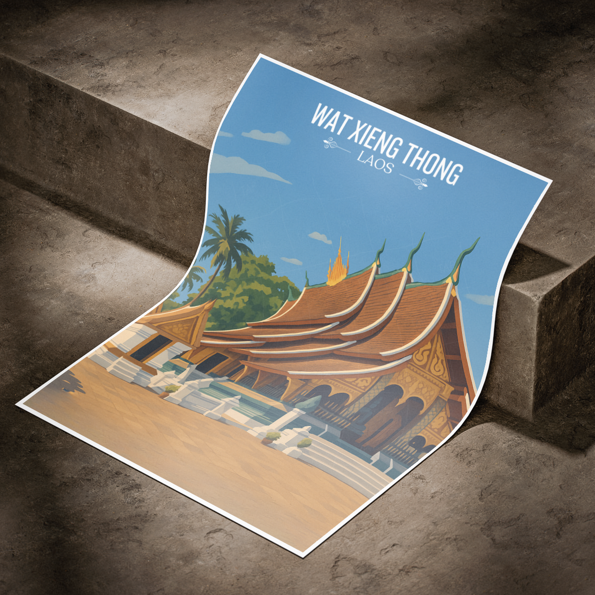 Wat Xieng Thong - Laos - Travel Art Wall Decor Poster Print - Art Print - Travel Art Poster