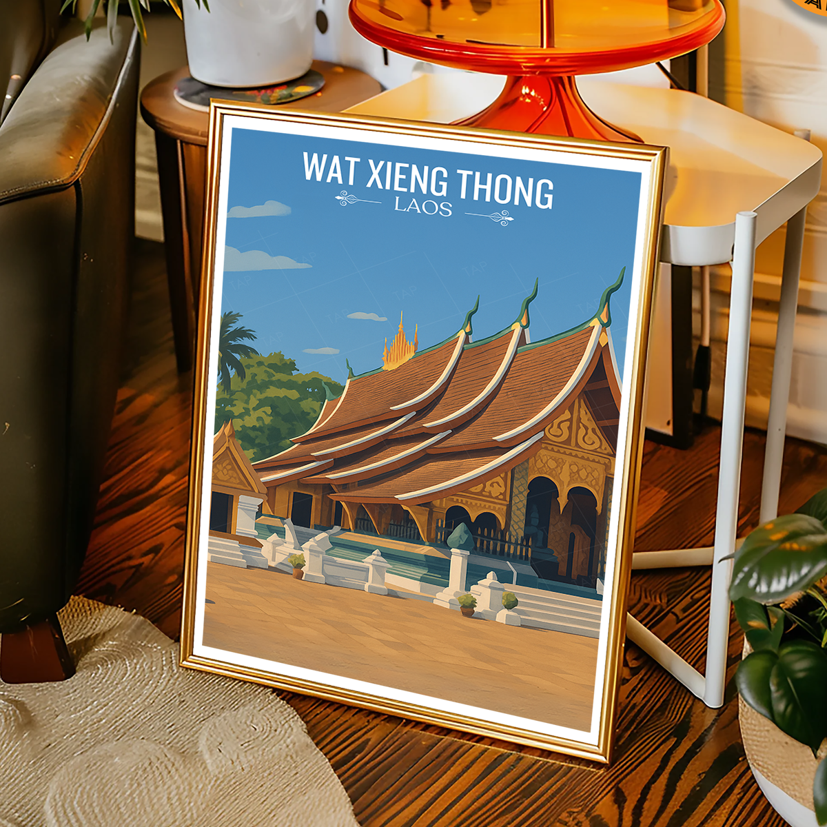 Wat Xieng Thong - Laos - Travel Art Wall Decor Poster Print - Art Print - Travel Art Poster