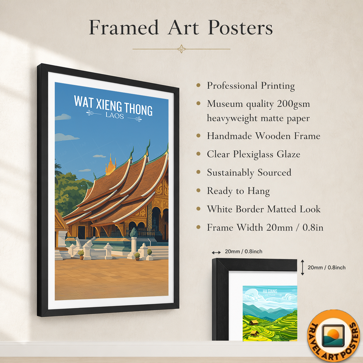 Wat Xieng Thong - Laos - Travel Art Wall Decor Poster Print - Art Print - Travel Art Poster