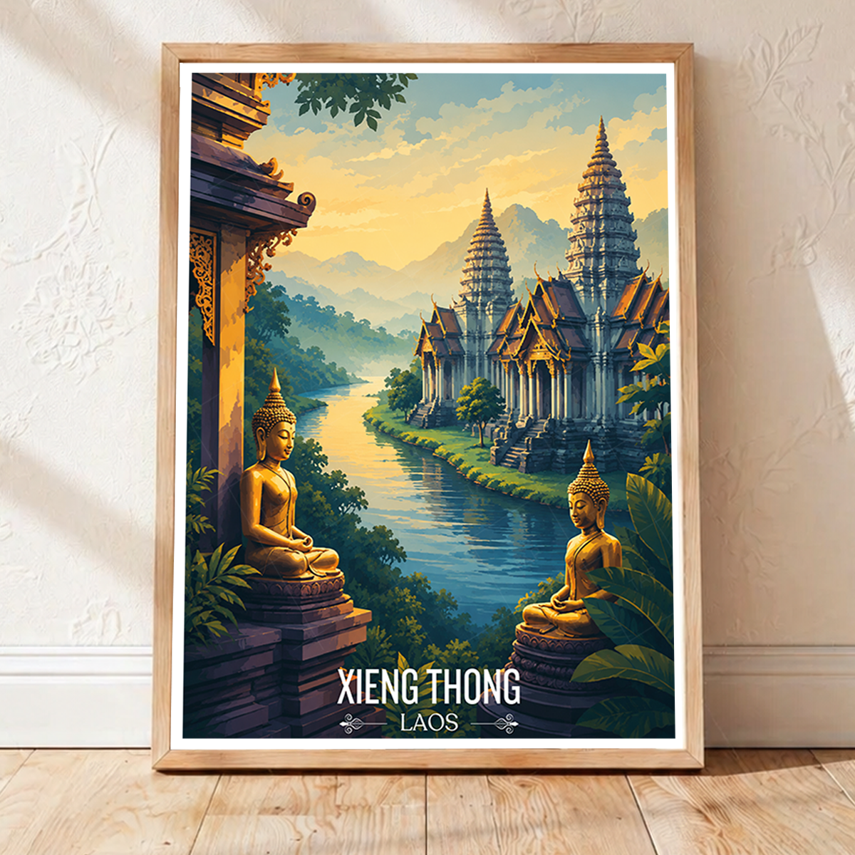 Xieng Thong - Laos - Travel Art Wall Decor Poster Print - Art Print - Travel Art Poster
